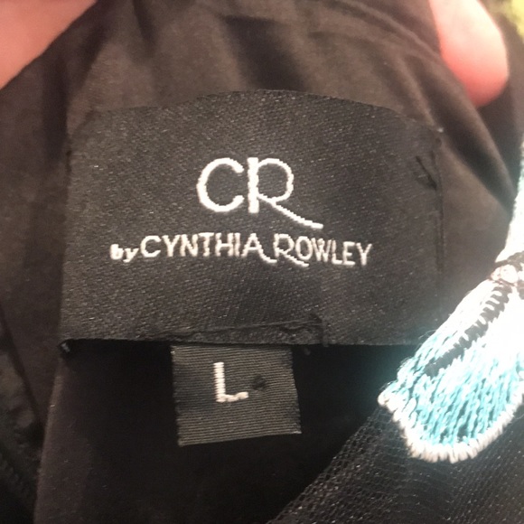 Perfect black floral dress 👗Cynthia Roxley💃sz L - Picture 4 of 5